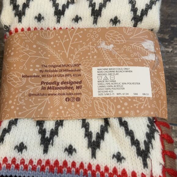 Muk Luks Slipper Socks Womens S/M 5-7 Knit Slip Resistant Warm Lined Cozy NWT - Picture 4 of 6